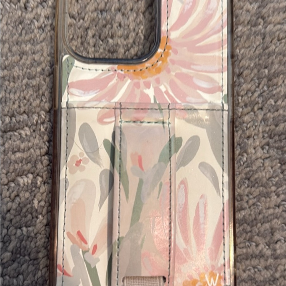 Pastel Floral Phone Case with Raised Edges and Clear Strip